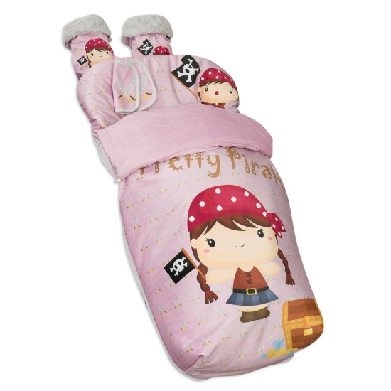 Saco Silla Impermeable con Manoplas y Cubre Arnés Pretty Pirate of Babyline Saco Silla Impermeable con Manoplas y Cubre Arnés Pretty Pirate