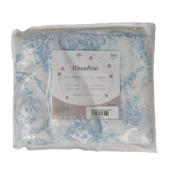 Muselina de bebé color Celeste of Babyline Muselina de bebé color Celeste